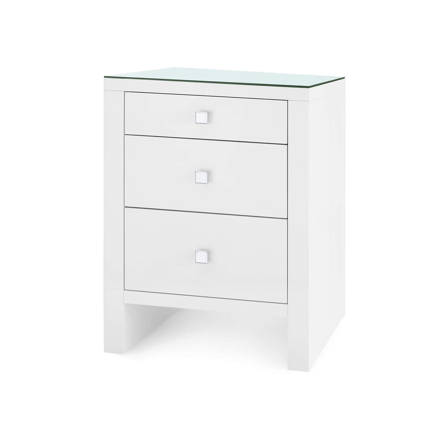 Villa & House Morgan 3-Drawer Side Table with Glass Top
