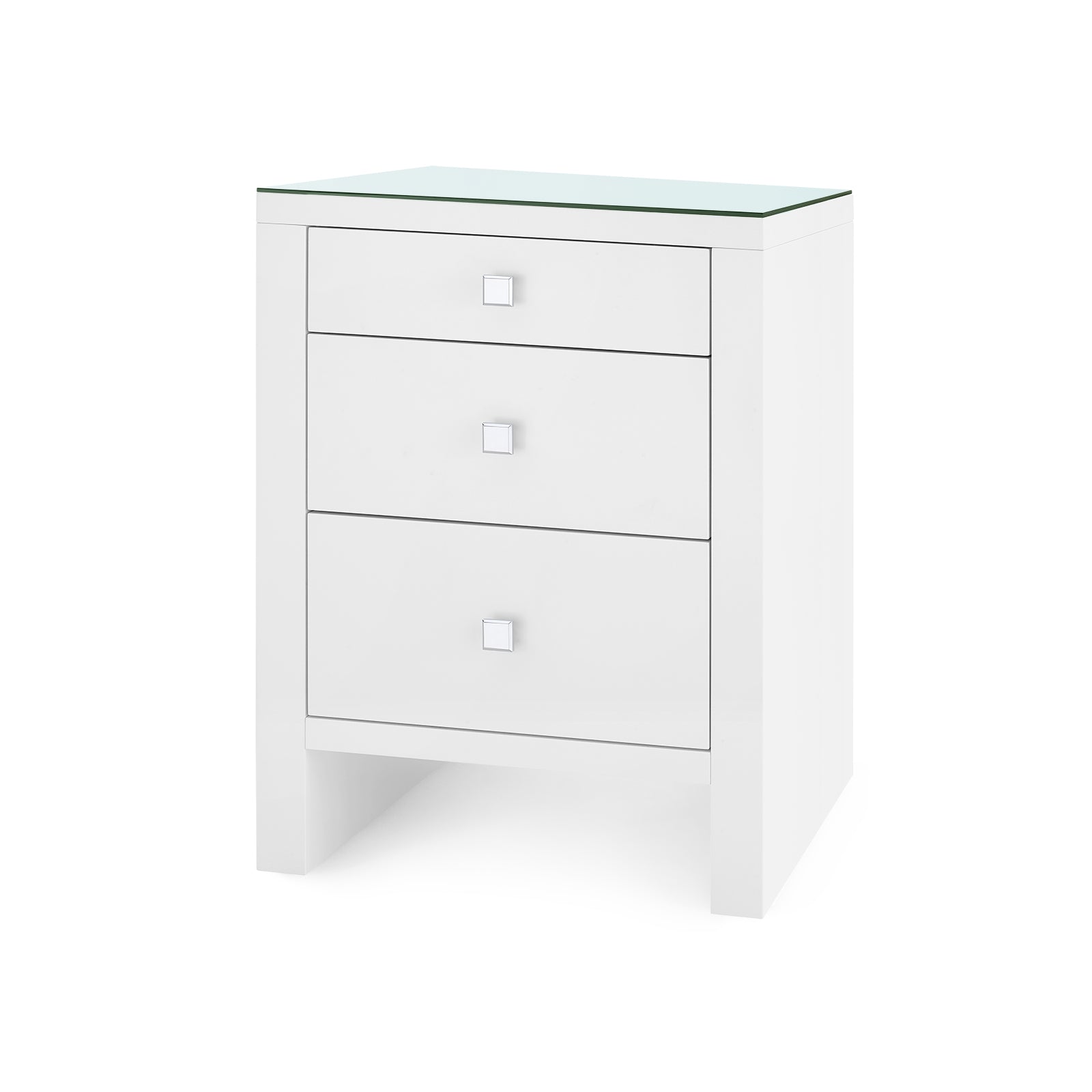 Villa & House Morgan 3-Drawer Side Table with Glass Top