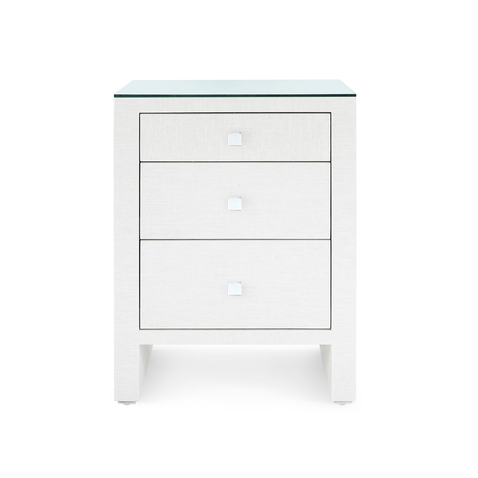 Villa & House Morgan Grasscloth Side Table with Glass Top
