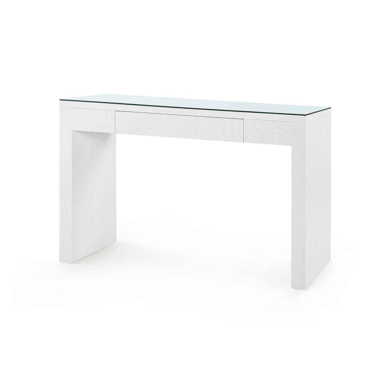Villa & House Morgan Grasscloth Console Table with Glass Top