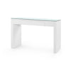 Villa & House Morgan Grasscloth Console Table with Glass Top