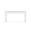 Villa & House Morgan Large Grasscloth Console Table with Glass Top