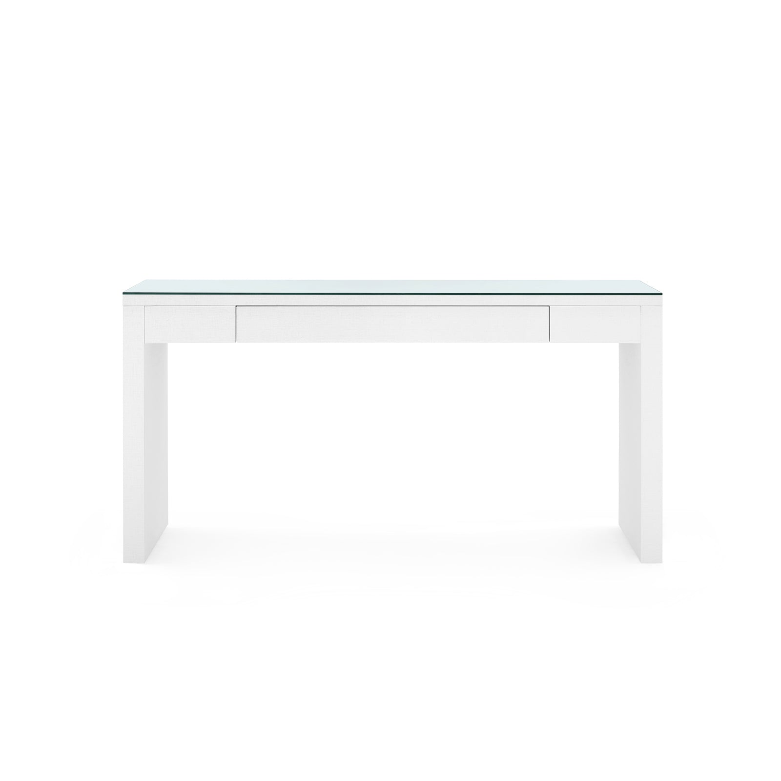 Villa & House Morgan Large Grasscloth Console Table with Glass Top