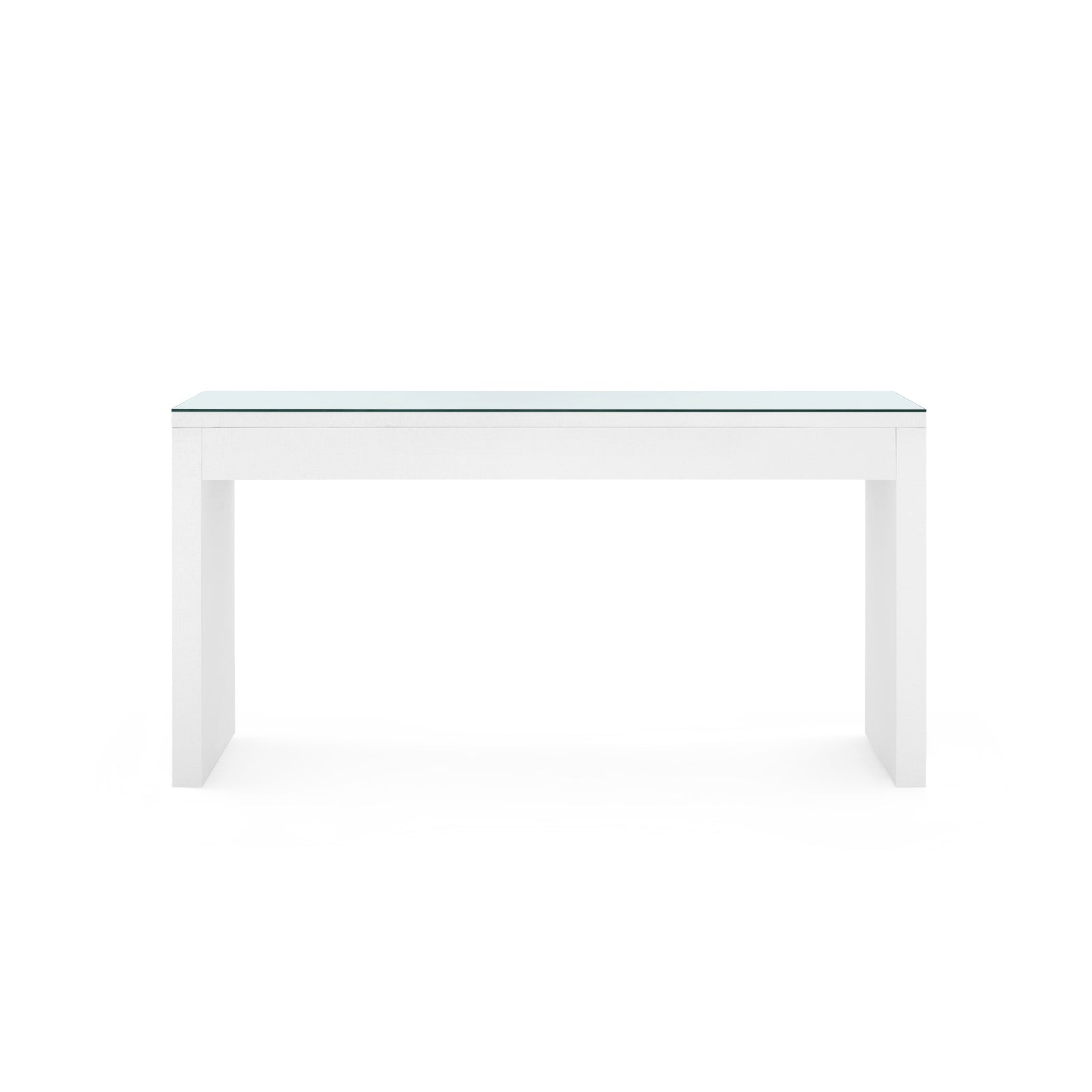 Villa & House Morgan Large Grasscloth Console Table with Glass Top
