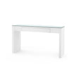 Villa & House Morgan Large Grasscloth Console Table with Glass Top