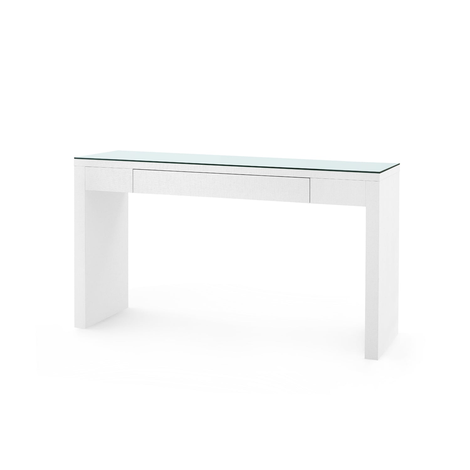 Villa & House Morgan Large Grasscloth Console Table with Glass Top