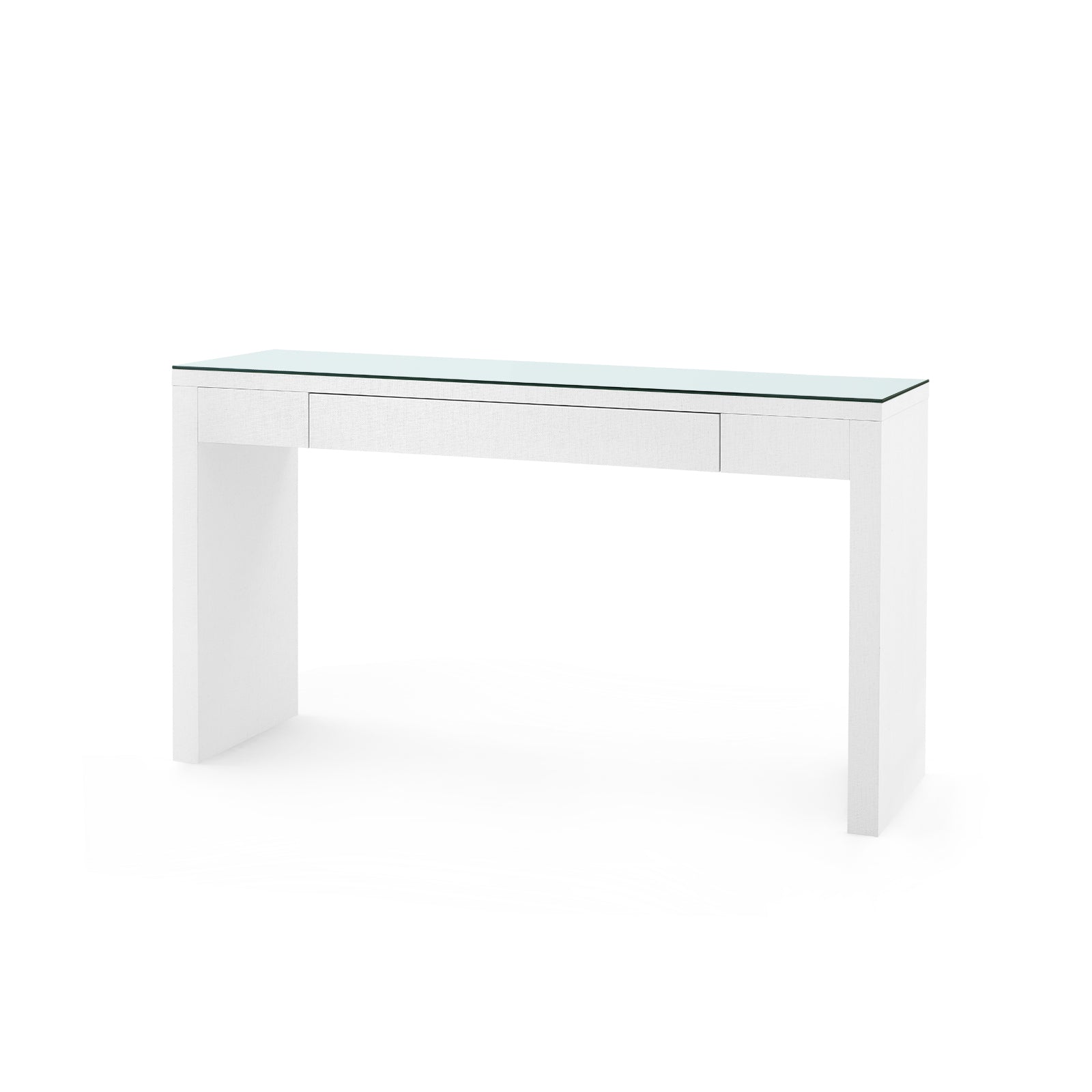 Villa & House Morgan Large Grasscloth Console Table with Glass Top