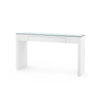 Villa & House Morgan Large Grasscloth Console Table with Glass Top