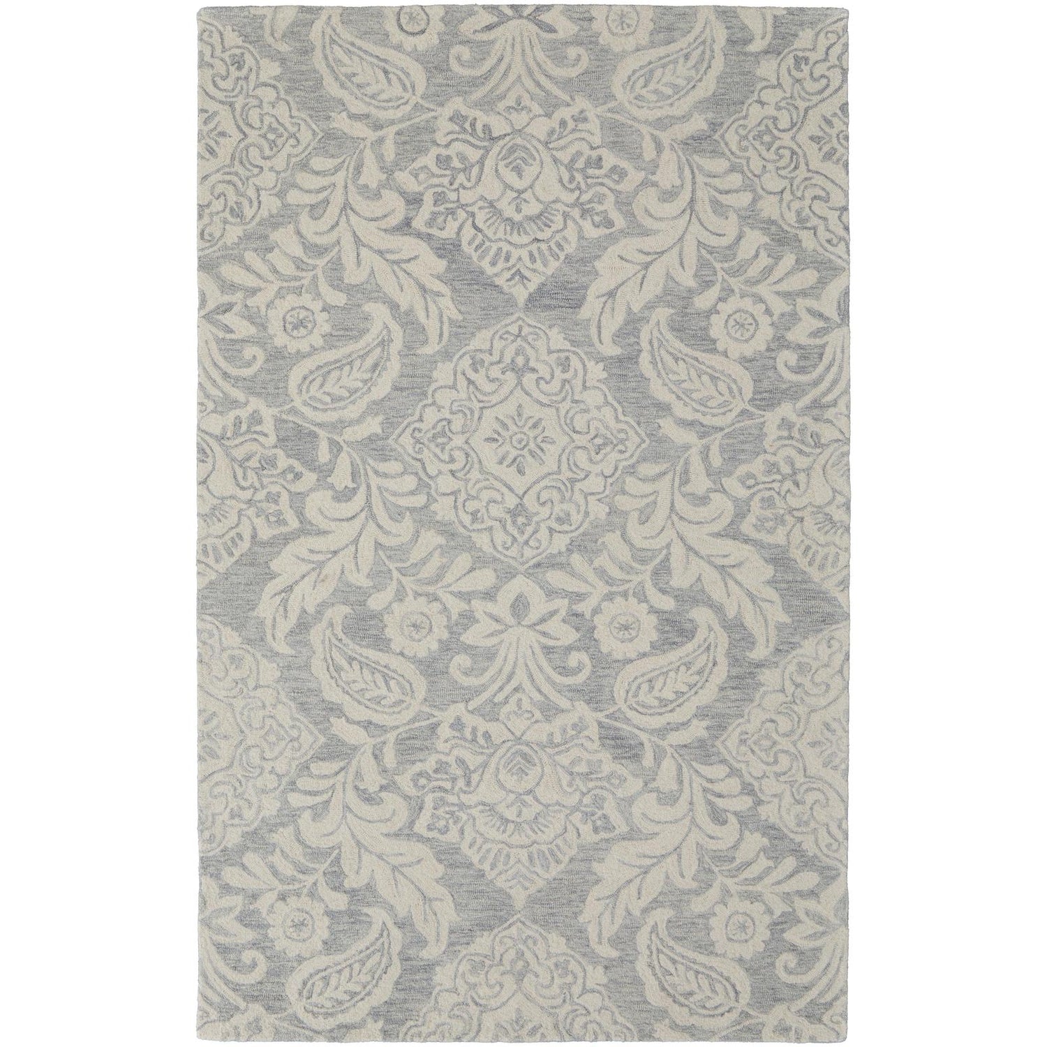 Feizy Belfort 8776F Transitional Medallion Rug in Blue/Ivory