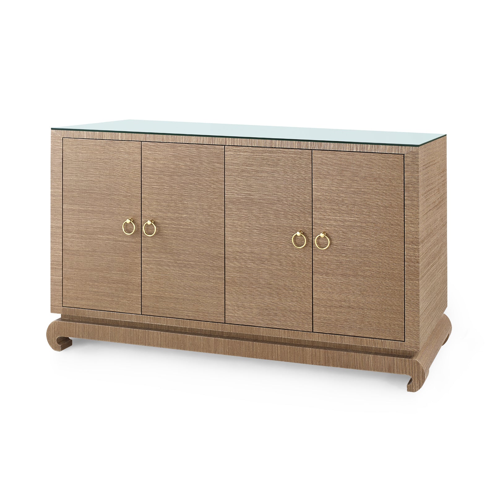 Villa & House Meredith 4-Door Cabinet with Glass Top