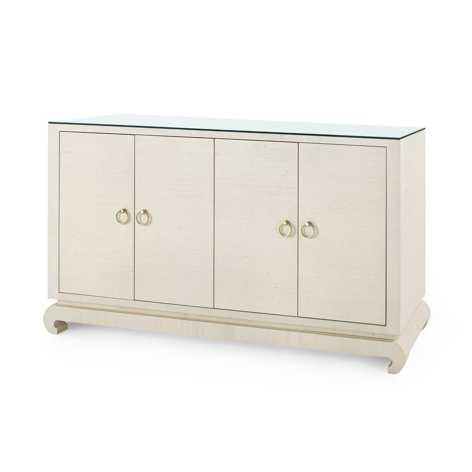 Villa & House Meredith 4-Door Cabinet with Glass Top