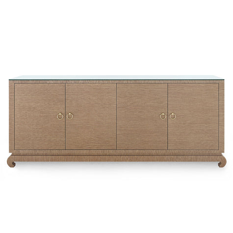 Villa & House Meredith Extra Large 4-Door Cabinet with Glass Top