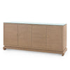Villa & House Meredith Extra Large 4-Door Cabinet with Glass Top