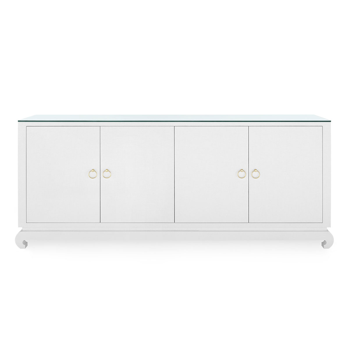 Villa & House Meredith Extra Large 4-Door Cabinet with Glass Top