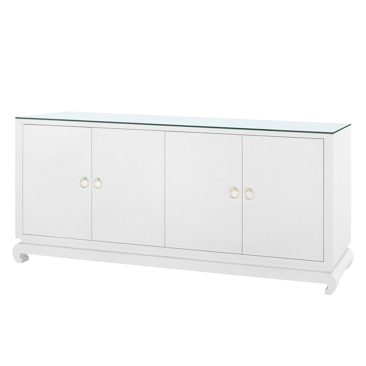 Villa & House Meredith Extra Large 4-Door Cabinet with Glass Top
