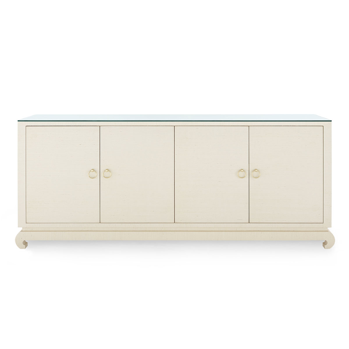 Villa & House Meredith Extra Large 4-Door Cabinet with Glass Top