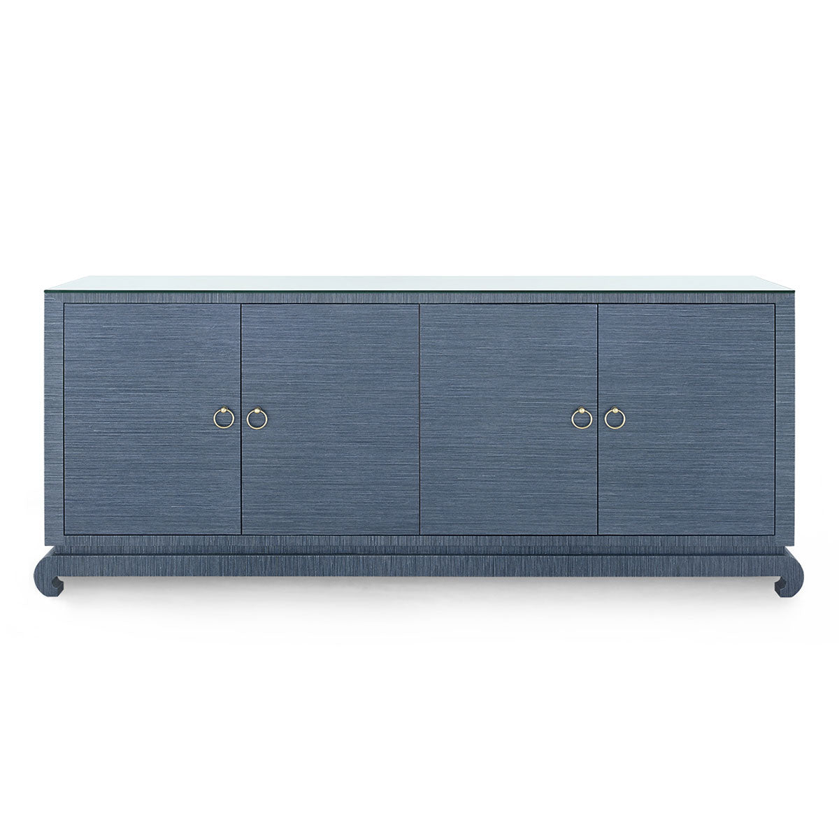 Villa & House Meredith Extra Large 4-Door Cabinet with Glass Top