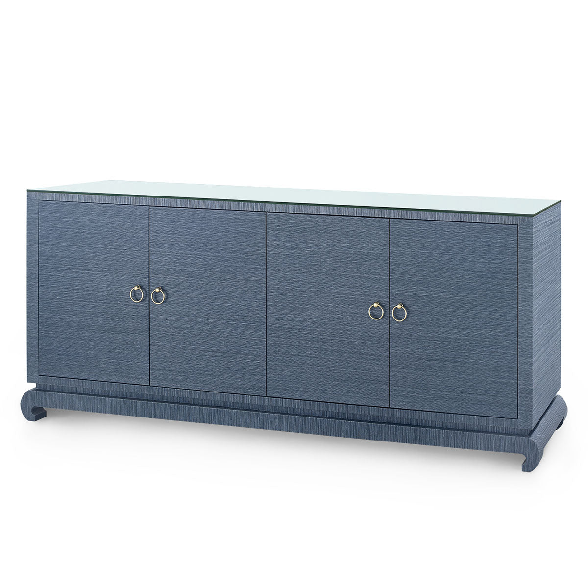 Villa & House Meredith Extra Large 4-Door Cabinet with Glass Top