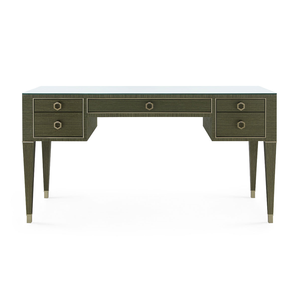 Villa & House Morris Desk with Glass Top