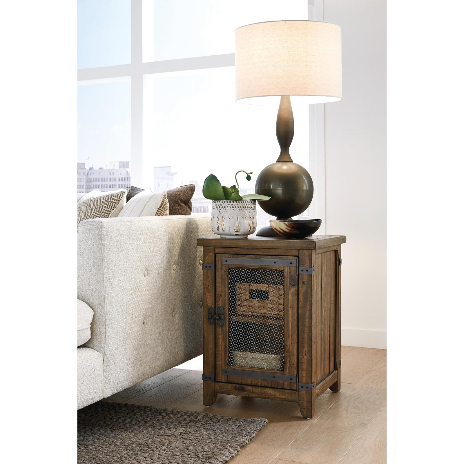 Magnussen Home Chesterfield Farmhouse Timber Chairside End Table