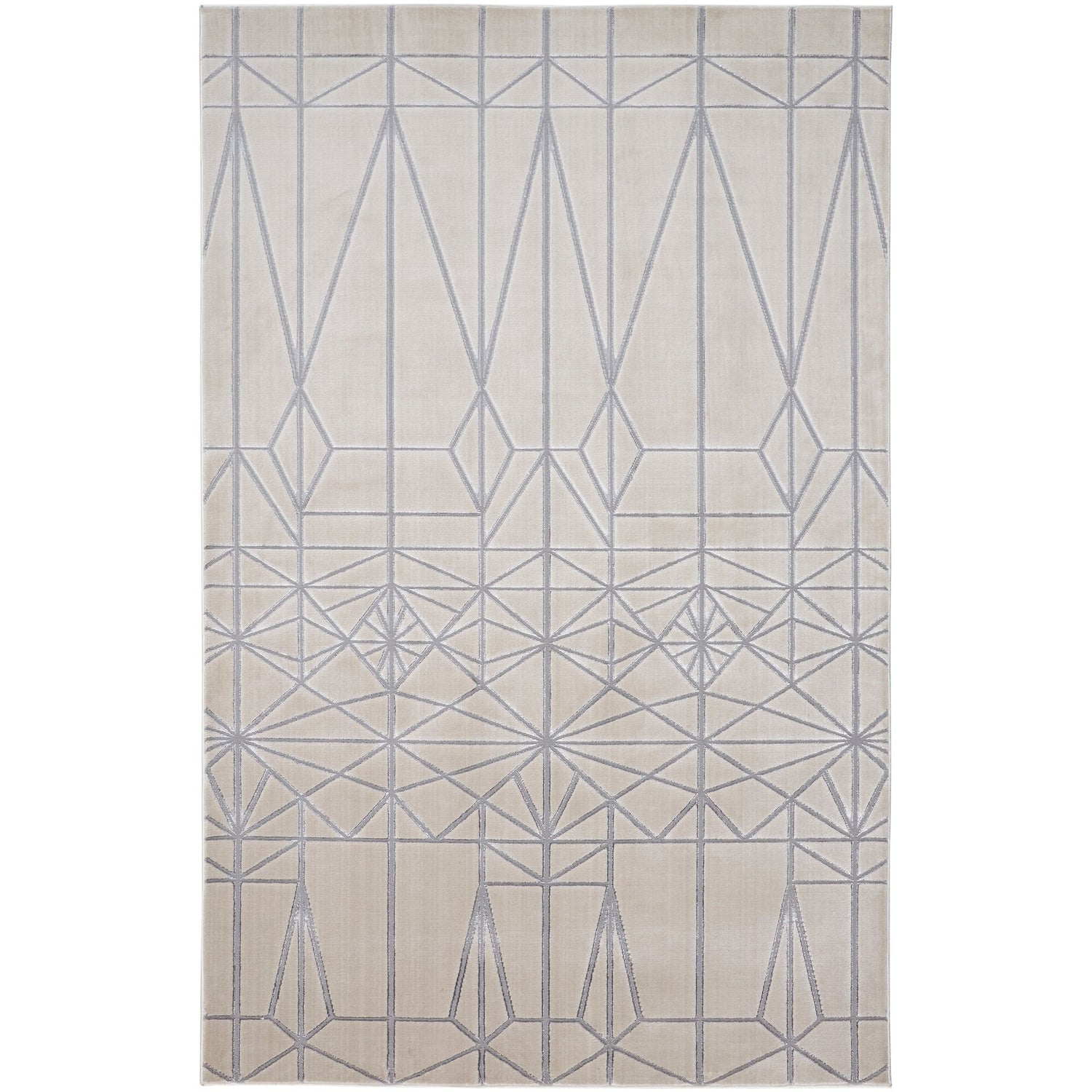 Feizy Micah 3045F Modern Geometric in White/Silver/Gray