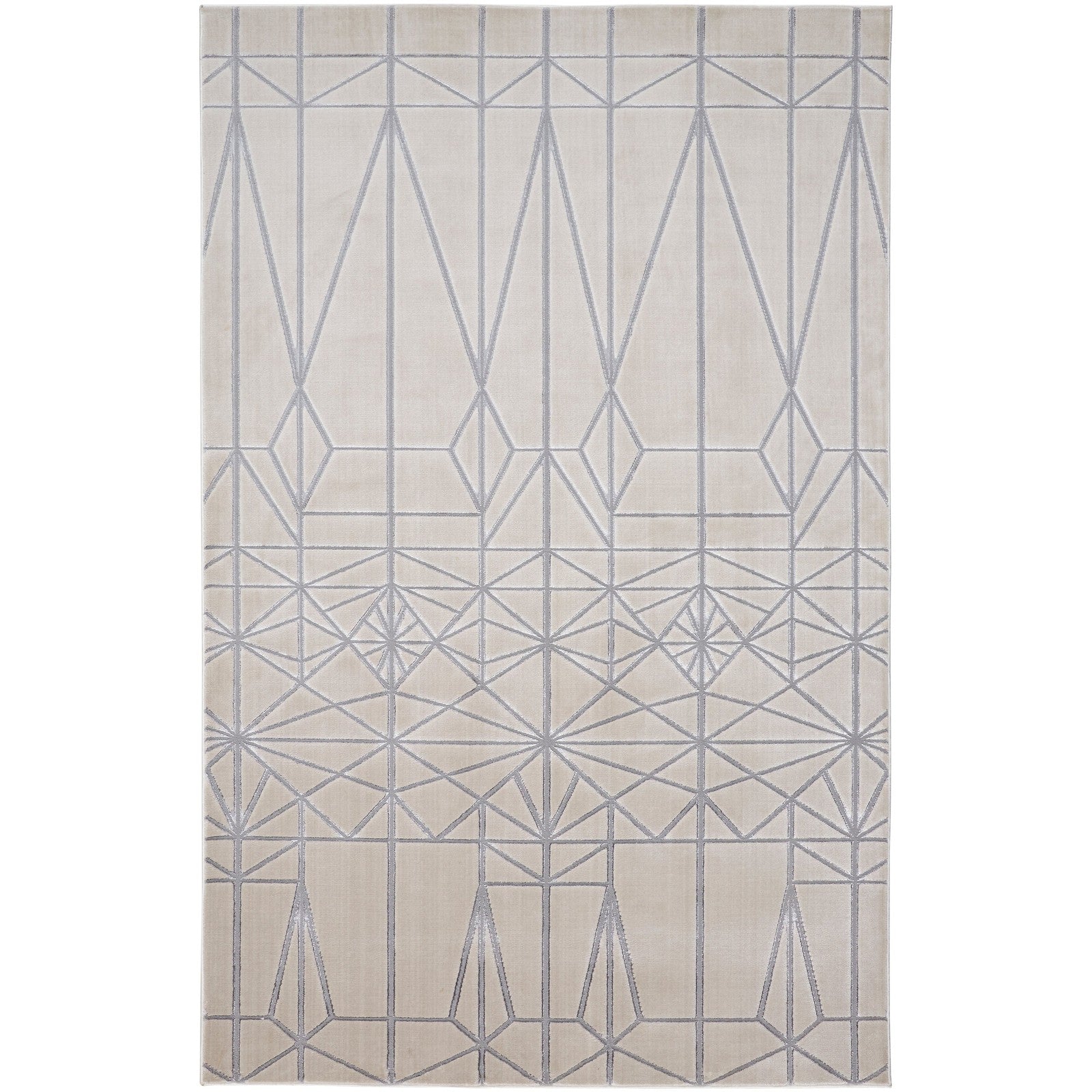 Feizy Micah 3045F Modern Geometric in White/Silver/Gray