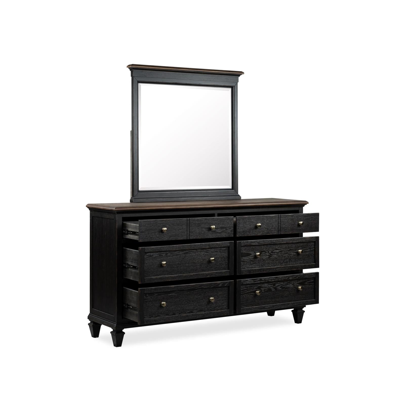 Magnussen Home Surrey Brown Double Drawer Dresser With Portrait Mirror