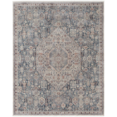 Feizy Marquette 39GUF Transitional Medallion in Blue/Ivory