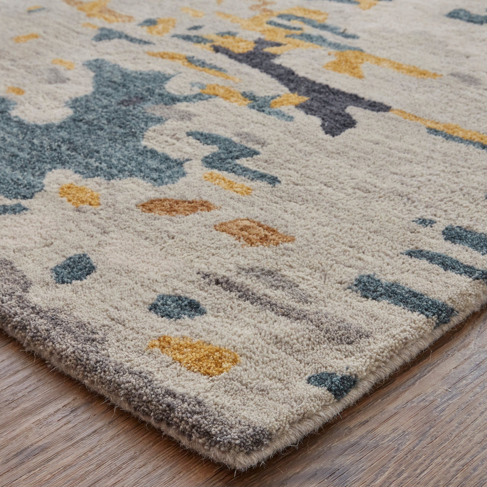 Feizy Everley 8644F Modern Abstract in Gray/Yellow/Blue