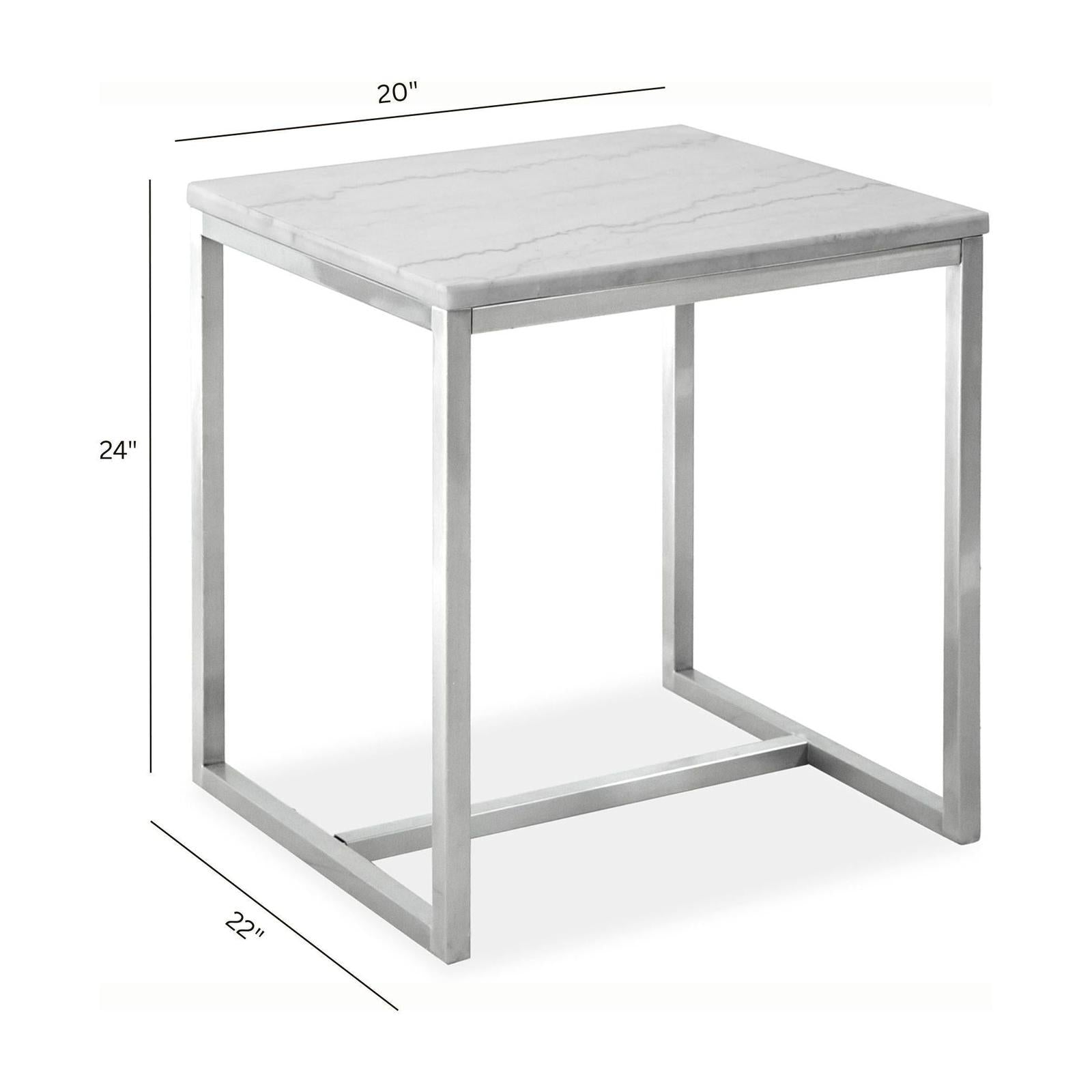 Magnussen Home Esme White Marble And Brushed Nickel Rectangular End Table