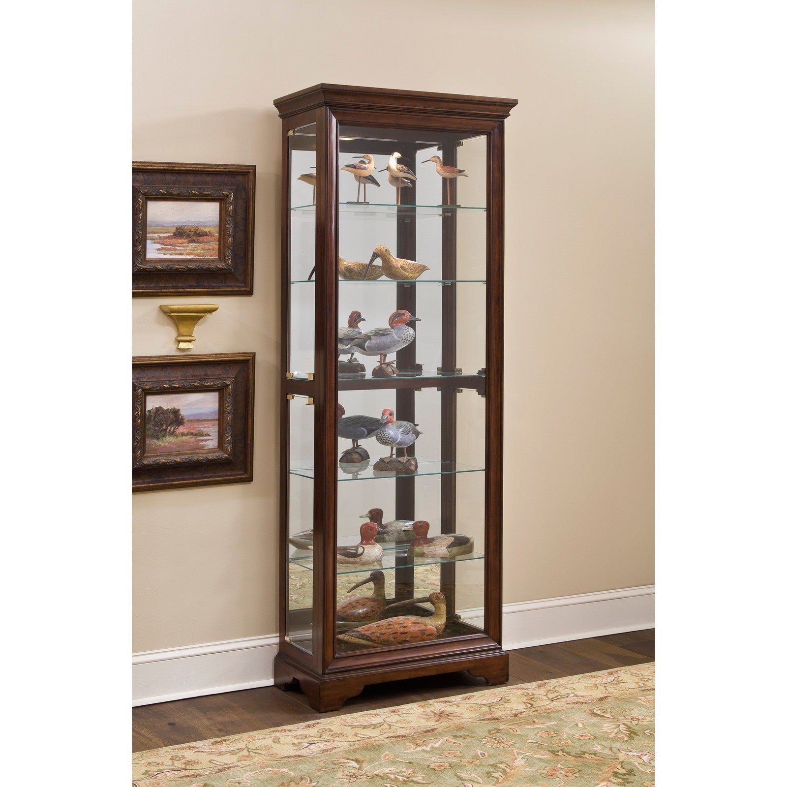 Pulaski Furniture PFC Curios Mirrored Curio 5 Shelf Gallery Cabinet