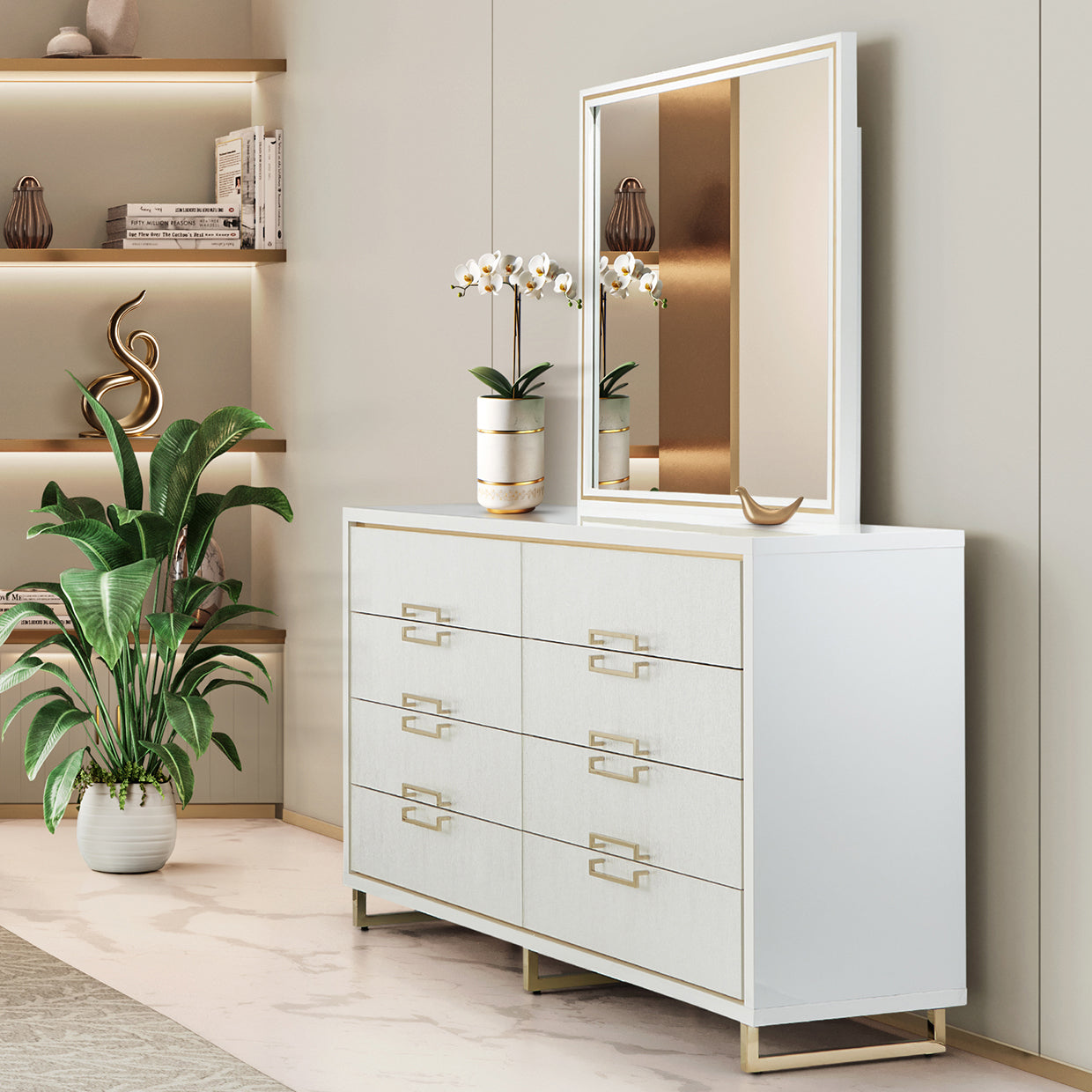 Michael Amini Palm Gate Dresser Cloud White