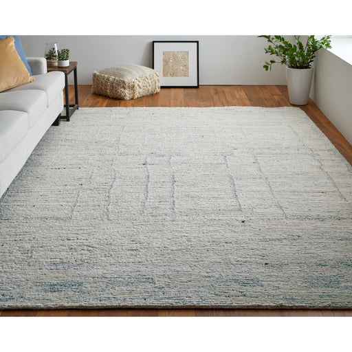 Feizy Navaro 8913F Modern Distressed Rug in Ivory/Gray/Blue