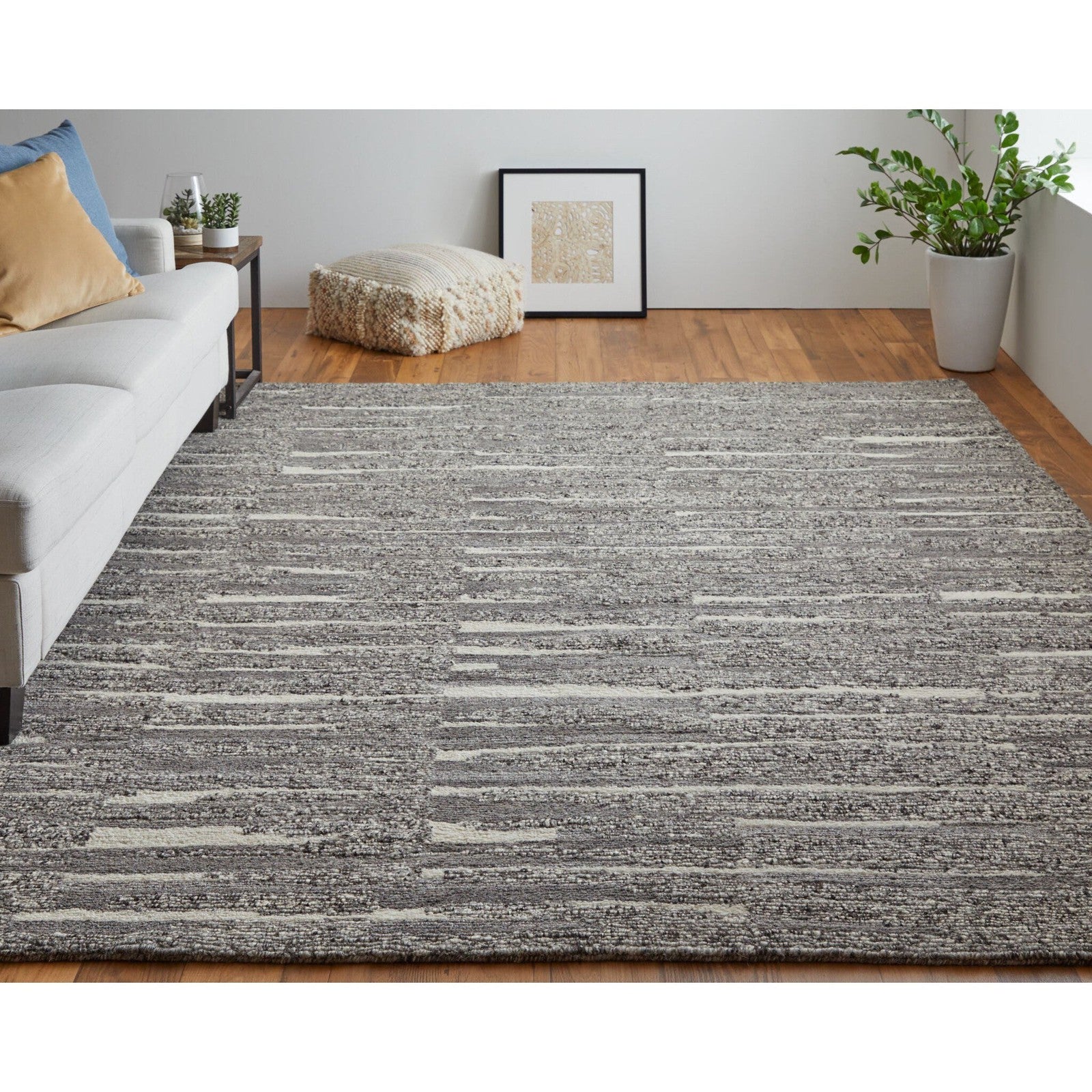 Feizy Navaro 8914F Modern Abstract Rug in Gray/Taupe/Ivory