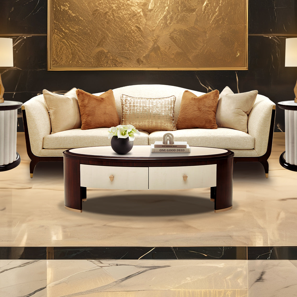 Michael Amini Paris Chic Oval Cocktail Table