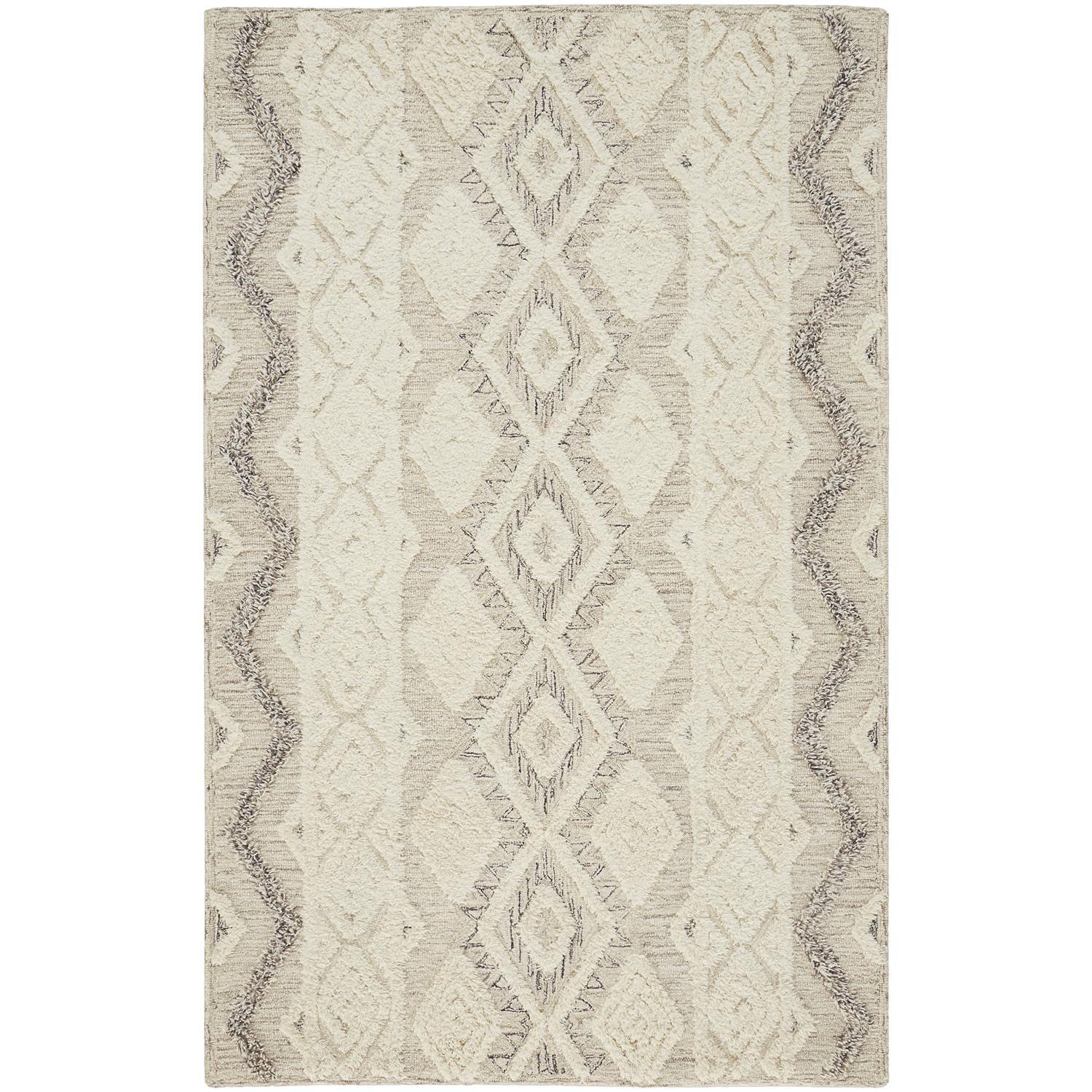 Feizy Anica 8006F Transitional Geometric Rug in Ivory/Taupe/Gray