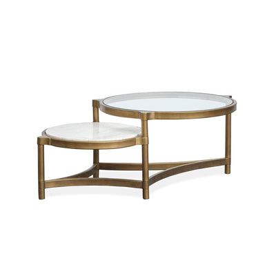 Magnussen Home Cassidy Aged Brass & Volakas Classic Shaped Cocktail Table