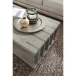 Magnussen Home Eldridge Weathered Gravel And Satin Bronze Rectangular Cocktail Table With Casters