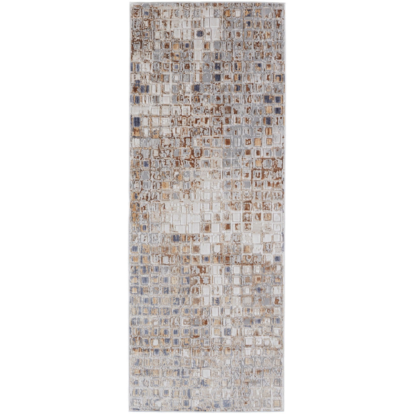 Feizy Laina 39G0F Transitional Geometric in Tan/Ivory/Blue