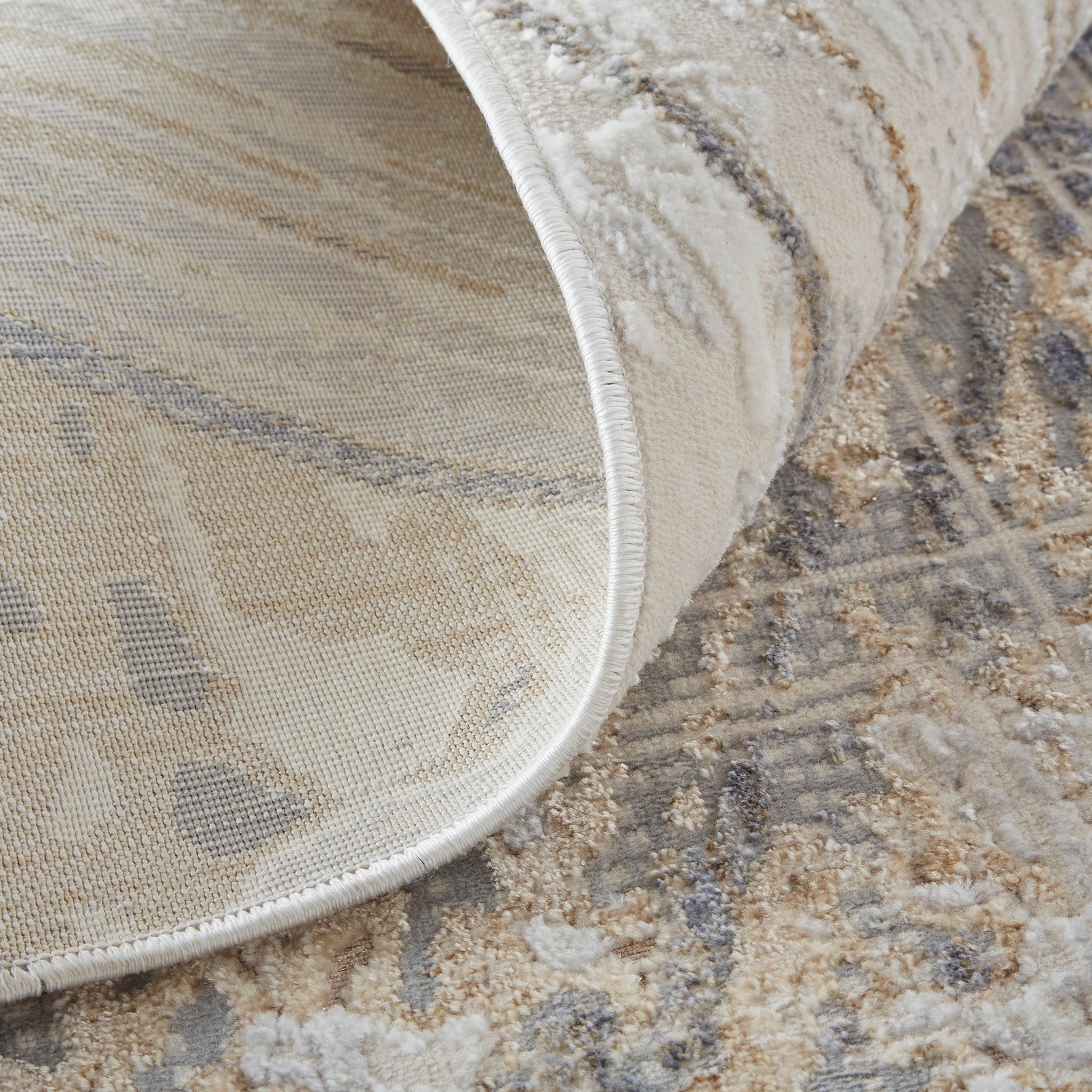 Feizy Laina 39G6F Transitional Abstract in Tan/Ivory/Gray