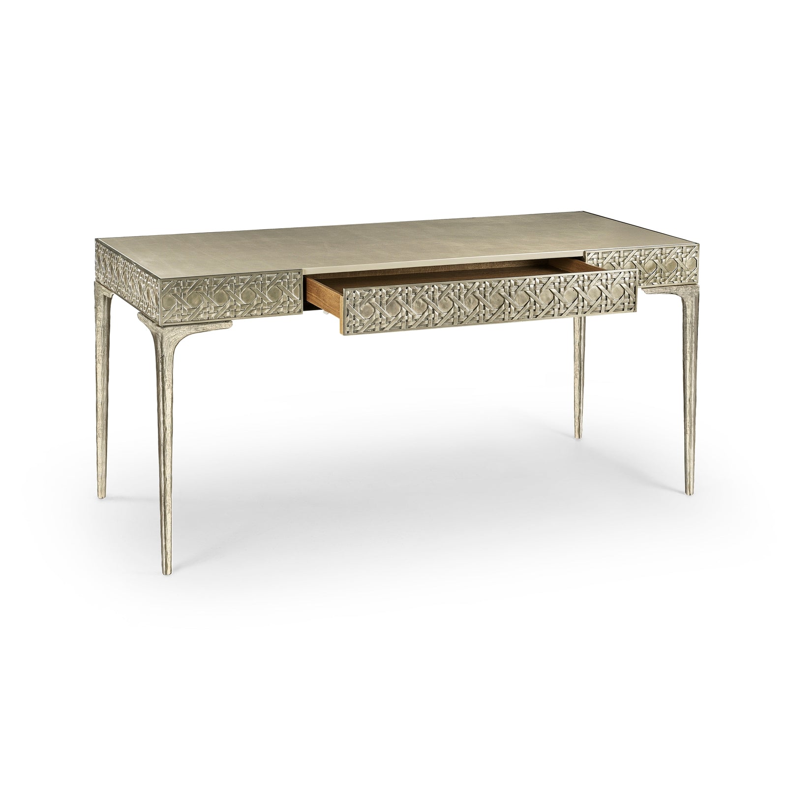 Jonathan Charles Cnoidal Cane Carved Metal Desk 500407-SFM-L037