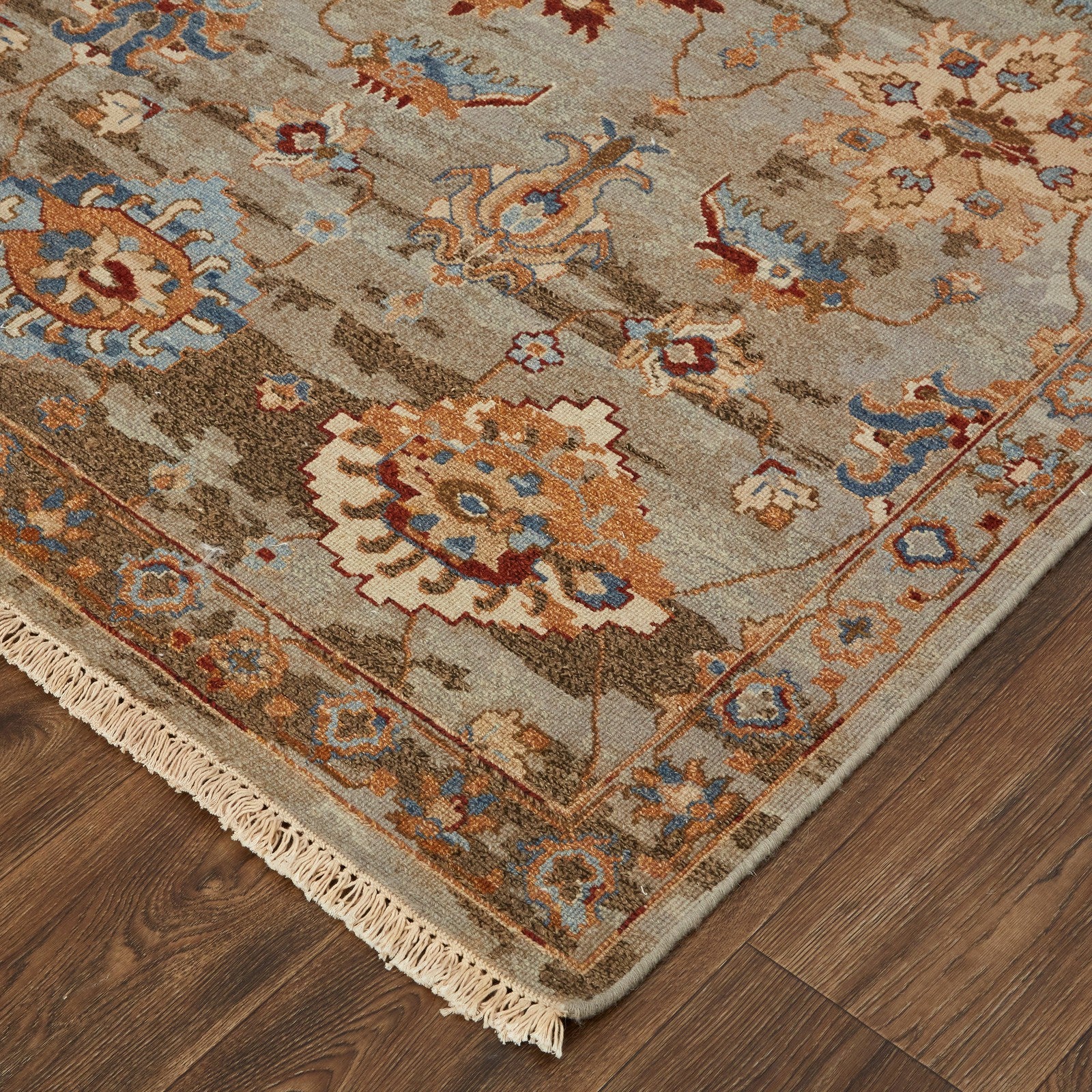 Feizy Leylan 0583F Transitional Floral & Botanical in Brown/Tan/Gray