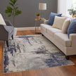 Feizy Mandana 39LZF Modern Abstract Rug in Ivory/Blue