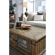 Magnussen Home Chesterfield Farmhouse Timber Lift Top Storage Cocktail Table With Casters