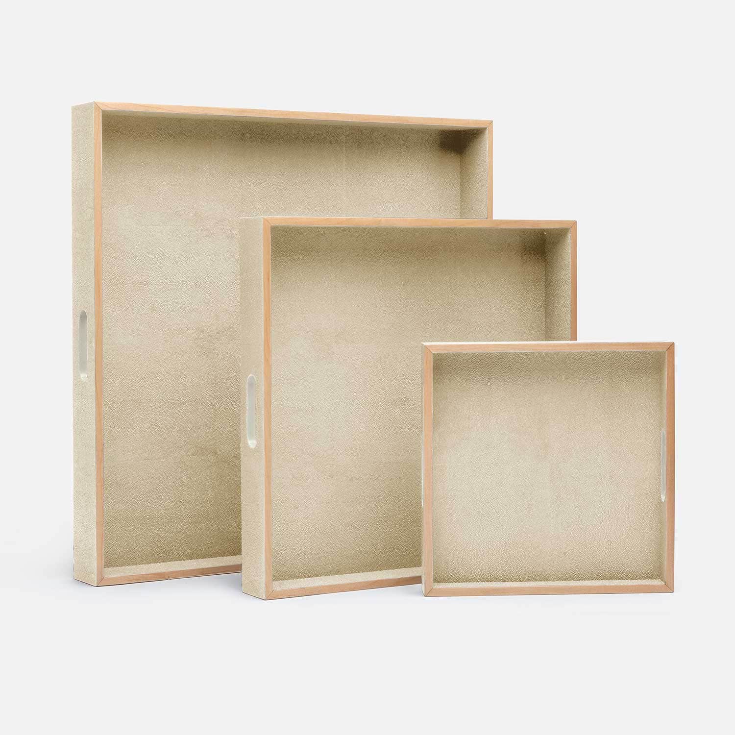 Amina Faux Shagreen Tray - Set of 3