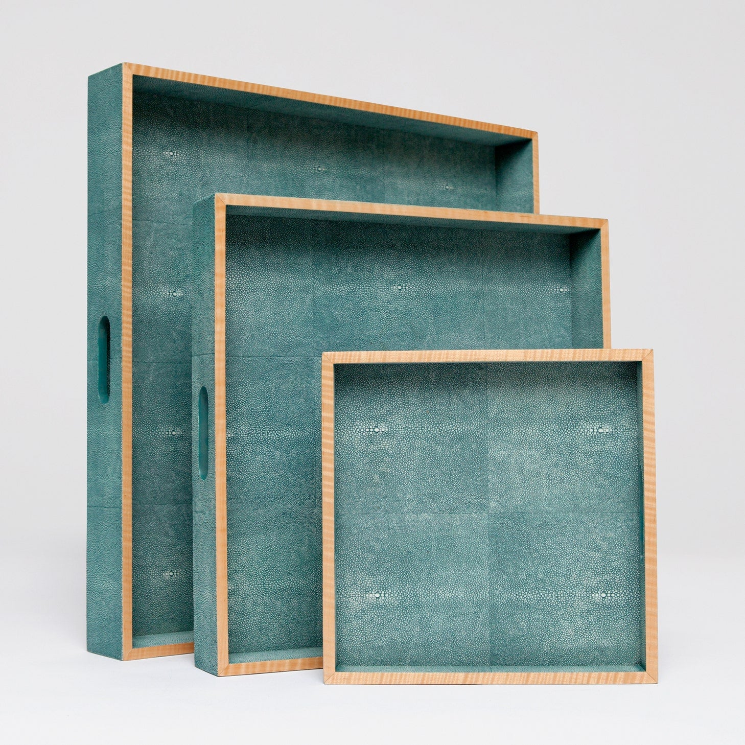 Amina Faux Shagreen Tray - Set of 3