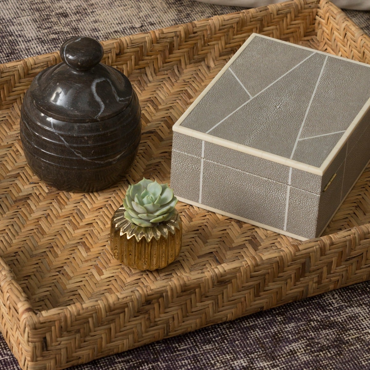 Breck Faux Shagreen Box - Set of 2