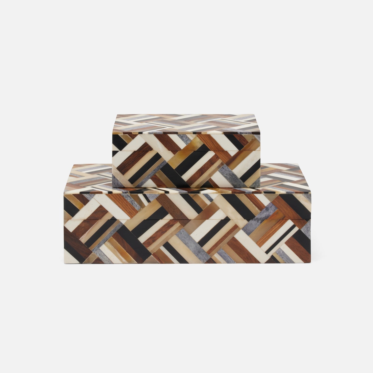 Hunter Wood and Horn Box - Set of 2