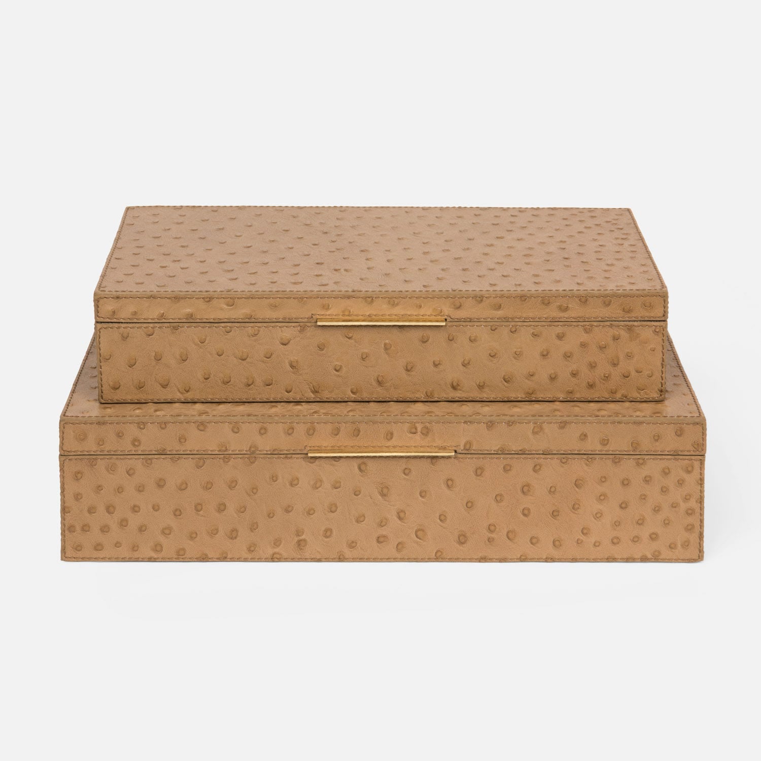 Imani Ostrich Embossed Leather Box - Set of 2