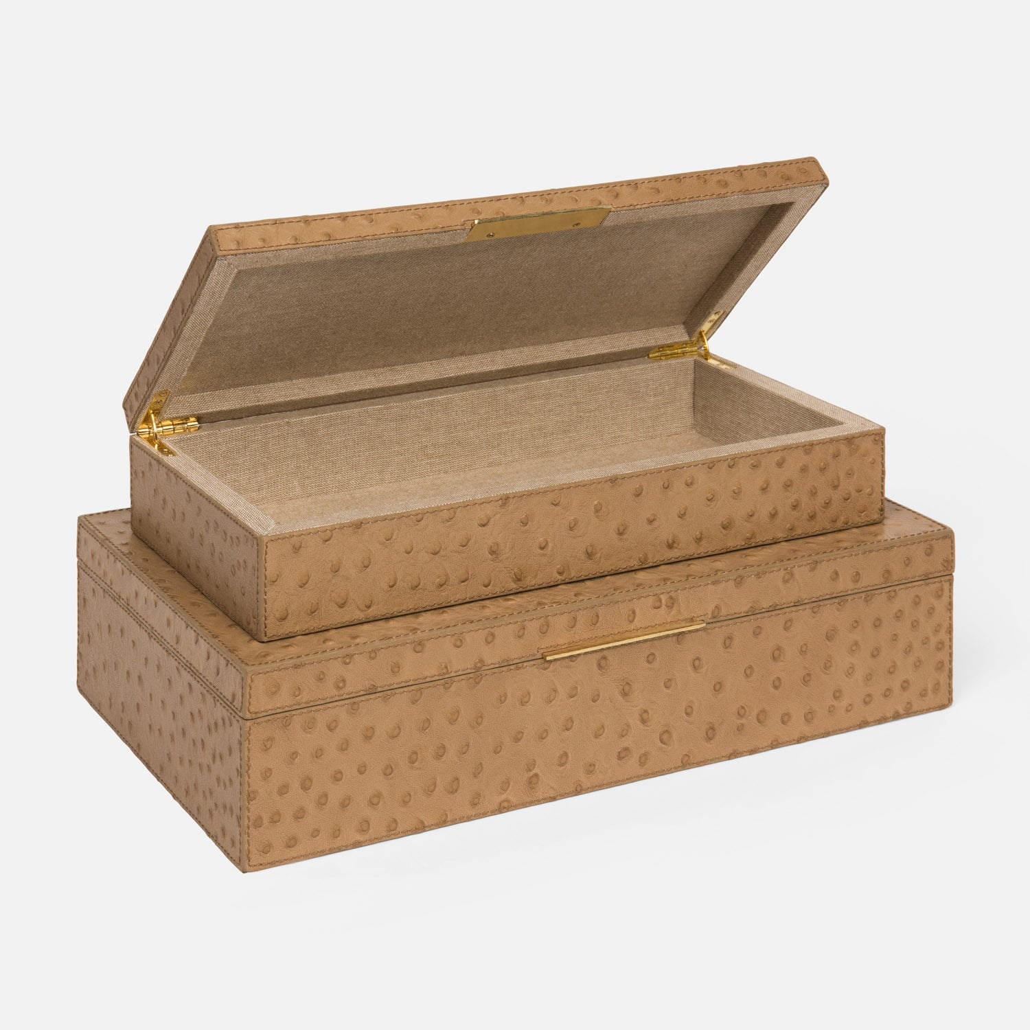 Imani Ostrich Embossed Leather Box - Set of 2